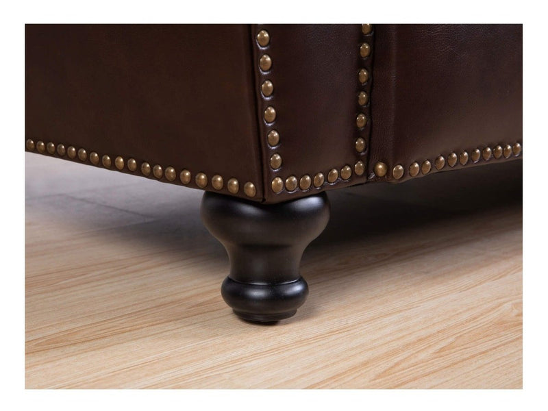 Hobson Leather Rectangle Ottoman-Espresso Default Title