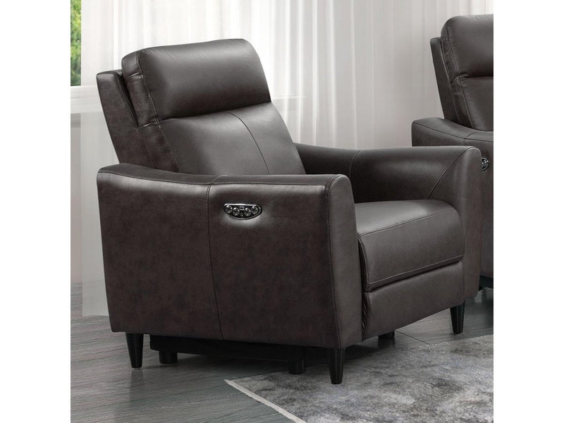 Tomasino Leather Power Recliner with Power Headrest, Dark Grey Default Title