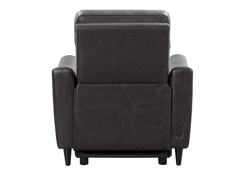 Tomasino Leather Power Recliner with Power Headrest, Dark Grey Default Title