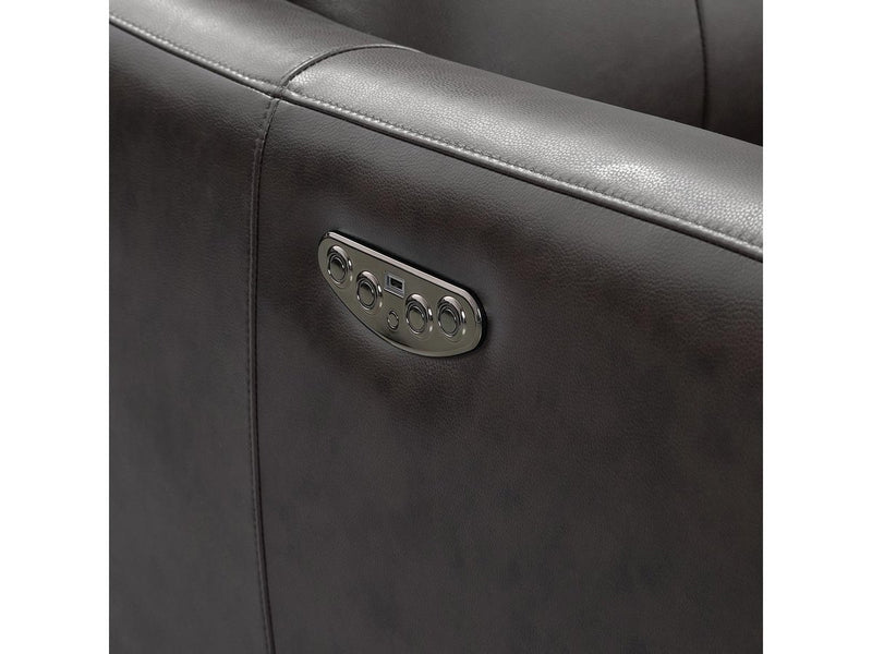 Tomasino Leather Power Recliner with Power Headrest, Dark Grey Default Title