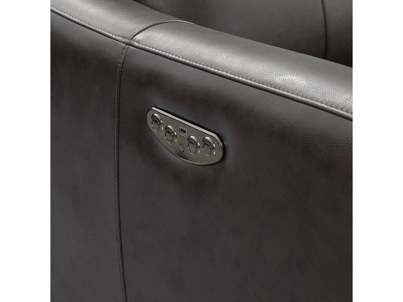 Tomasino Leather Power Reclining Loveseat with Power Headrest, Dark Grey Default Title