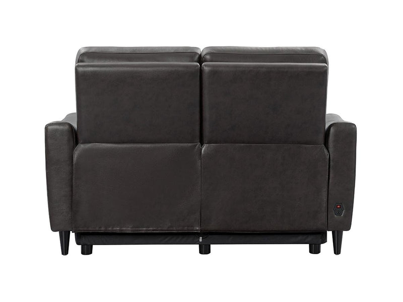 Tomasino Leather Power Reclining Loveseat with Power Headrest, Dark Grey Default Title