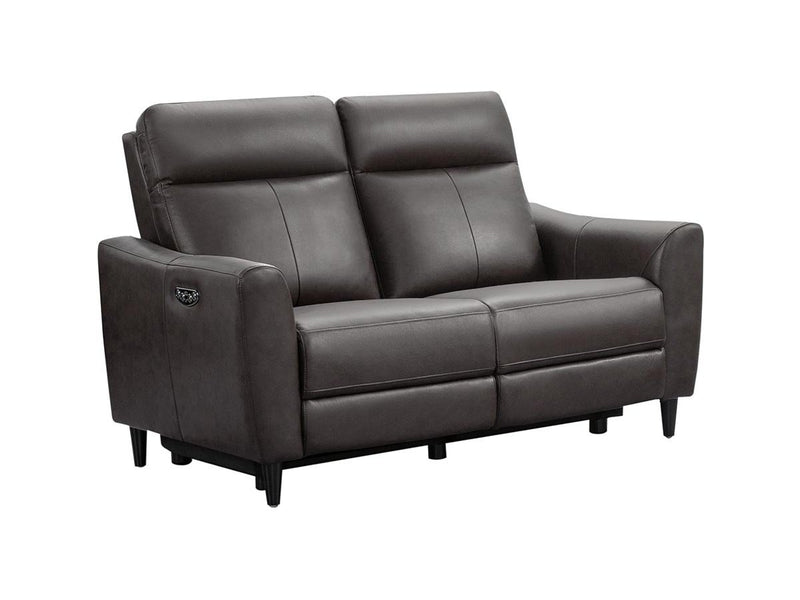 Tomasino Leather Power Reclining Loveseat with Power Headrest, Dark Grey Default Title