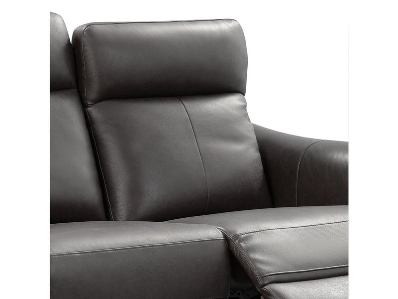 Tomasino Leather Power Reclining Sofa with Power Headrest, Blue