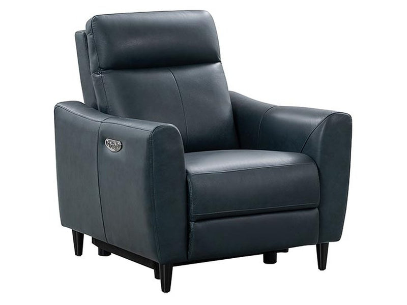 Tomasino Leather Power Recliner with Power Headrest, Blue Default Title