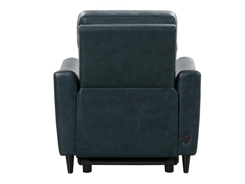 Tomasino Leather Power Recliner with Power Headrest, Blue Default Title