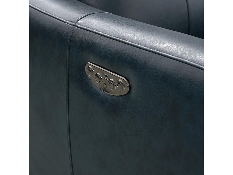 Tomasino Leather Power Recliner with Power Headrest, Blue Default Title