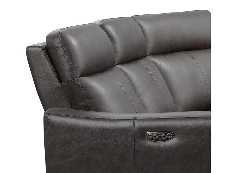 Tomasino 5-piece Leather Power Reclining Sectional with Power Headrest, Dark Grey Default Title