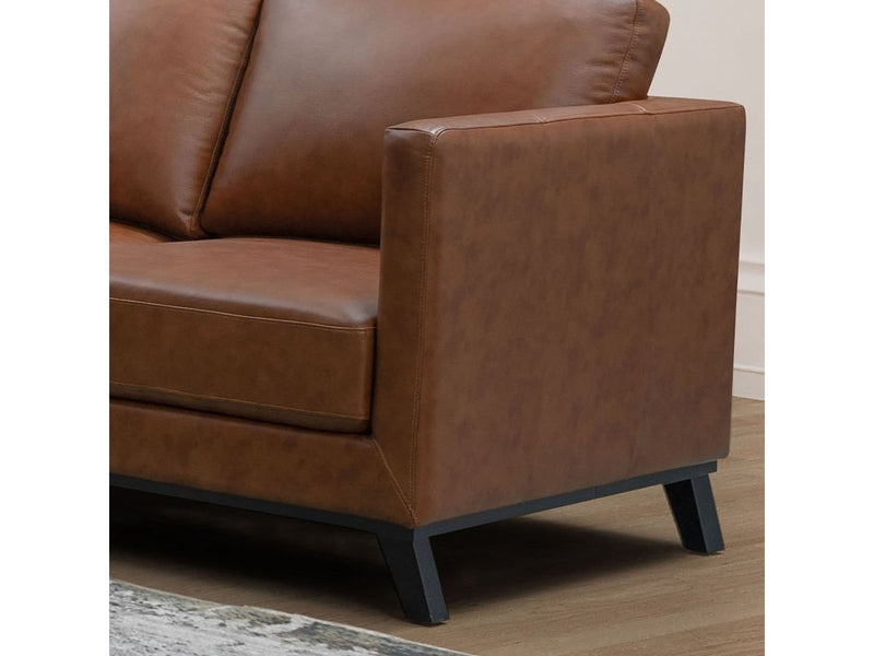 Woodstock Mid Century Top Grain Leather Loveseat, Camel Default Title