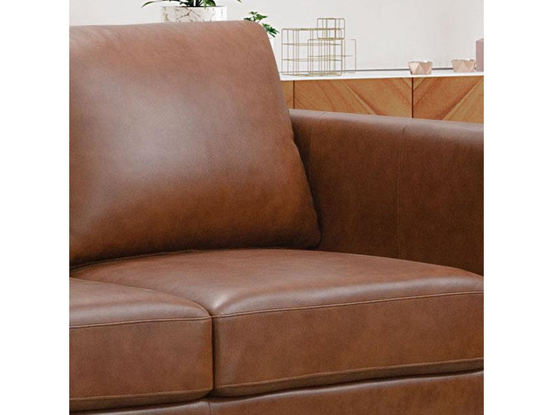 Woodstock Mid Century Top Grain Leather Loveseat, Camel Default Title