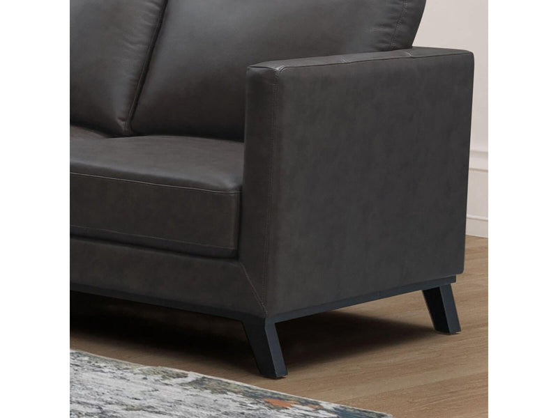 Woodstock Mid Century Top Grain Leather Loveseat, Dark Grey Default Title