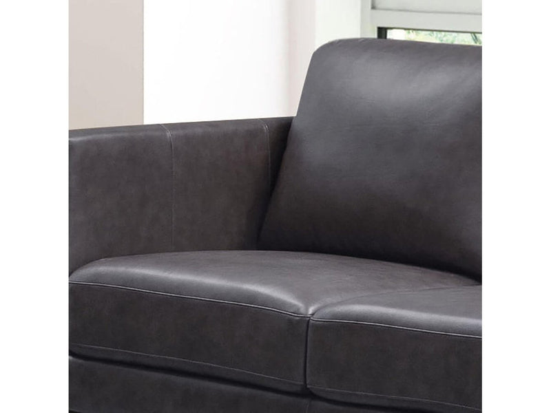 Woodstock Mid Century Top Grain Leather Sofa, Dark Grey Default Title