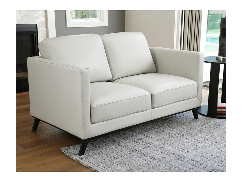 Woodstock Mid Century Top Grain Leather Loveseat, Ivory Default Title