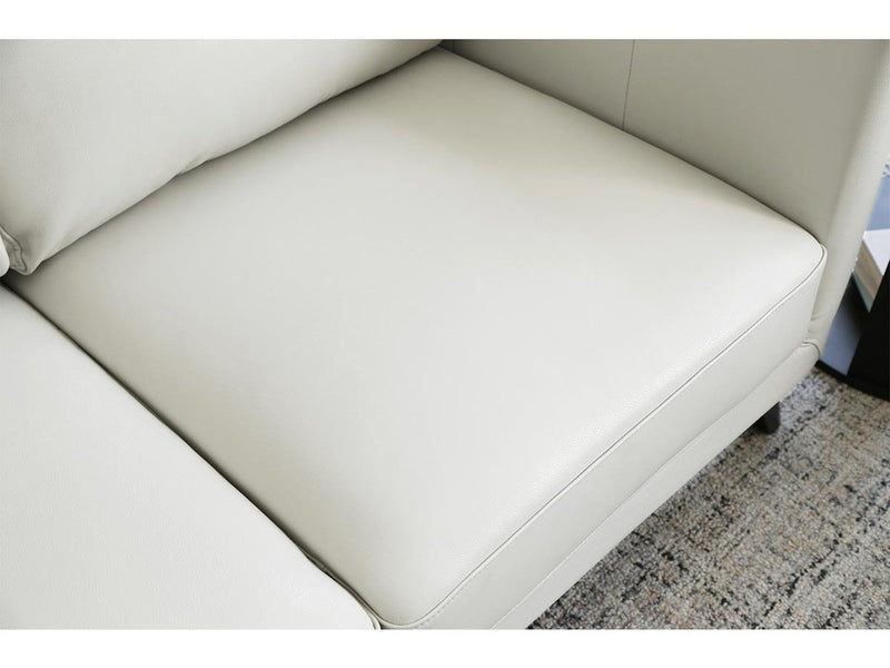 Woodstock Mid Century Top Grain Leather Loveseat, Ivory Default Title