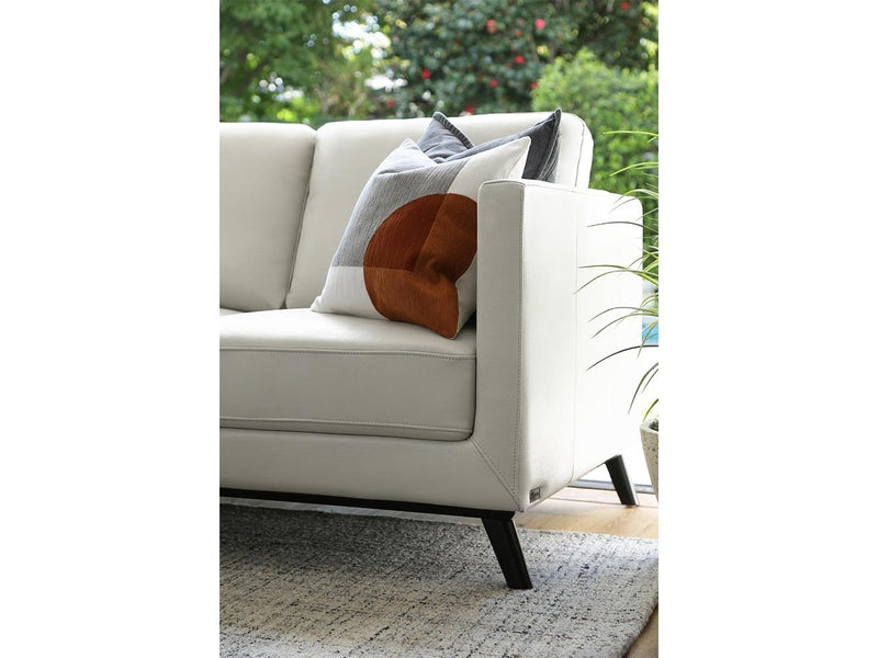 Woodstock Mid Century Top Grain Leather Loveseat, Ivory Default Title