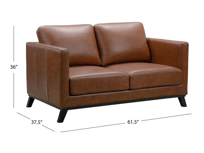 Woodstock Mid Century Top Grain Leather Sofa and Loveseat, Camel Default Title