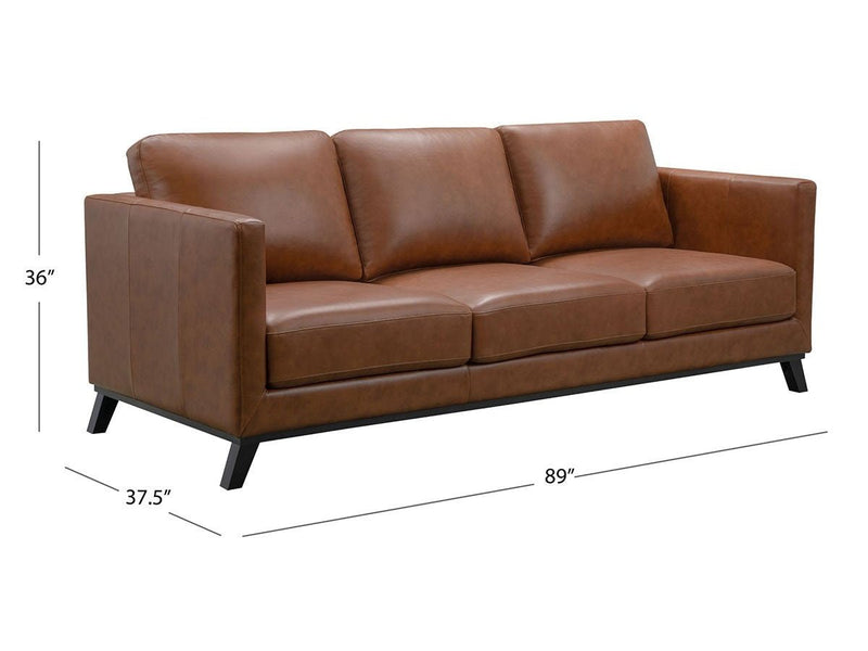 Woodstock Mid Century Top Grain Leather Sofa and Loveseat, Camel Default Title