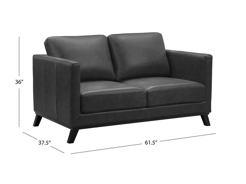 Woodstock Mid Century Top Grain Leather Sofa and Loveseat, Dark Grey Default Title