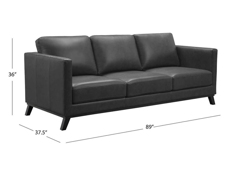 Woodstock Mid Century Top Grain Leather Sofa and Loveseat, Dark Grey Default Title