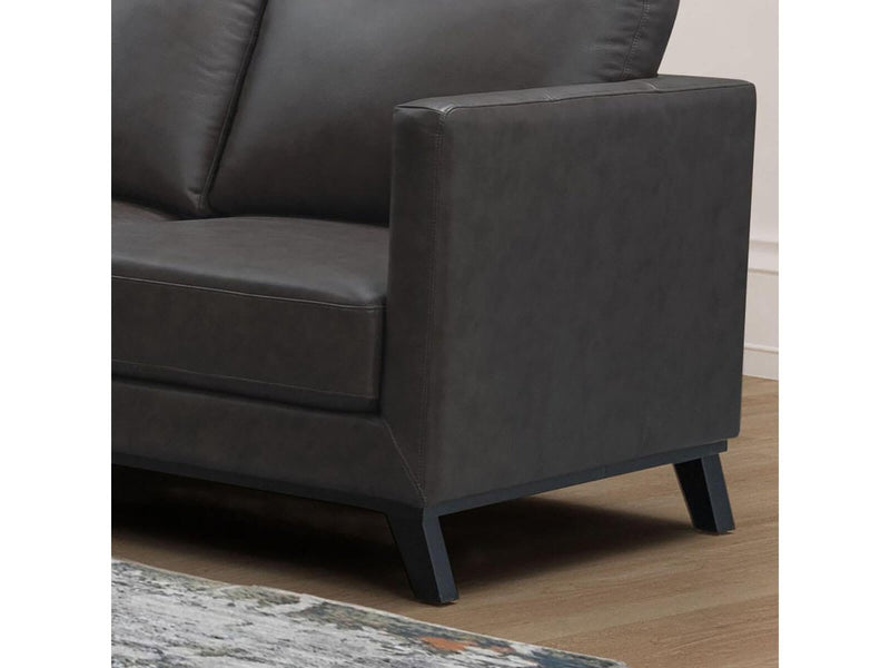 Woodstock Mid Century Top Grain Leather Sofa and Loveseat, Dark Grey Default Title