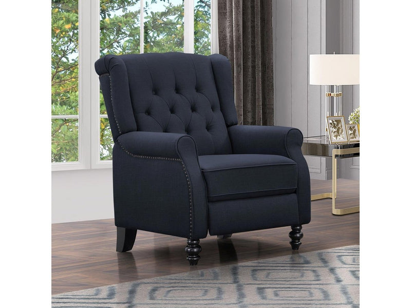Ophelia Fabric Pushback Recliner, Blue Default Title