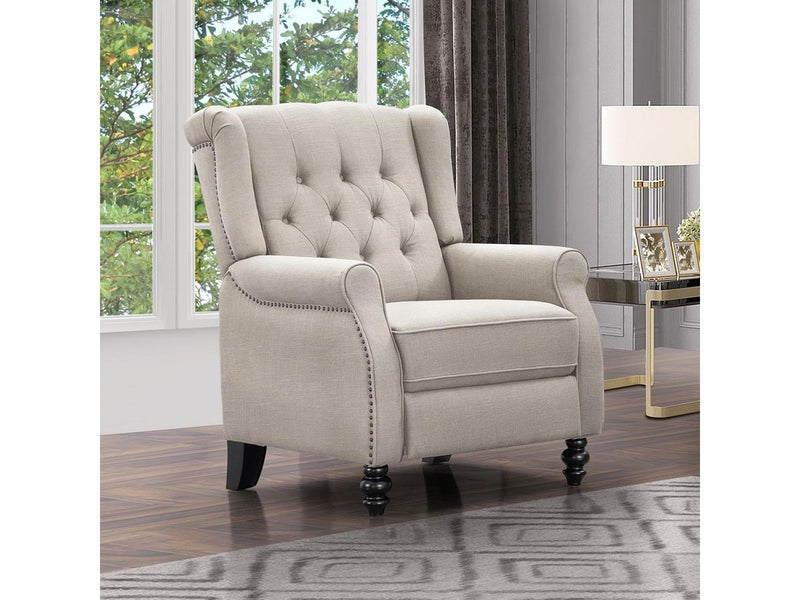 Ophelia Fabric Pushback Recliner, Ivory Default Title