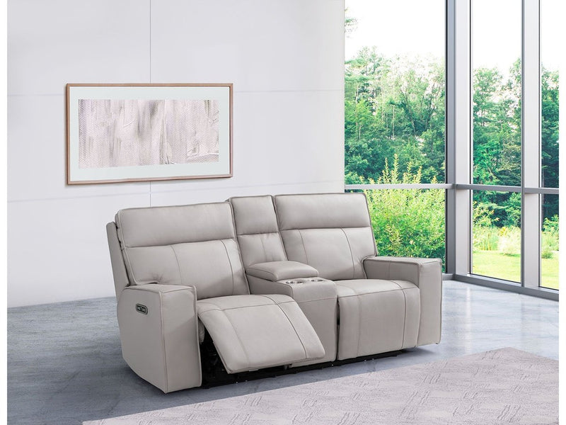 Layton Leather Loveseat, Grey Default Title