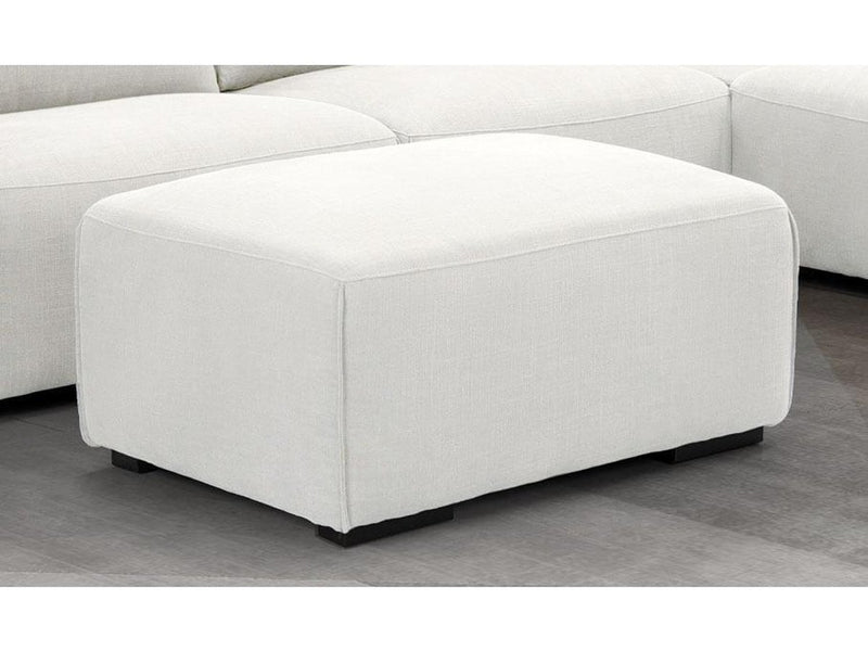 Marlow Fabric Ottoman-White Default Title