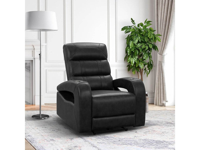 Ennis Leather Power Recliner-Black Default Title