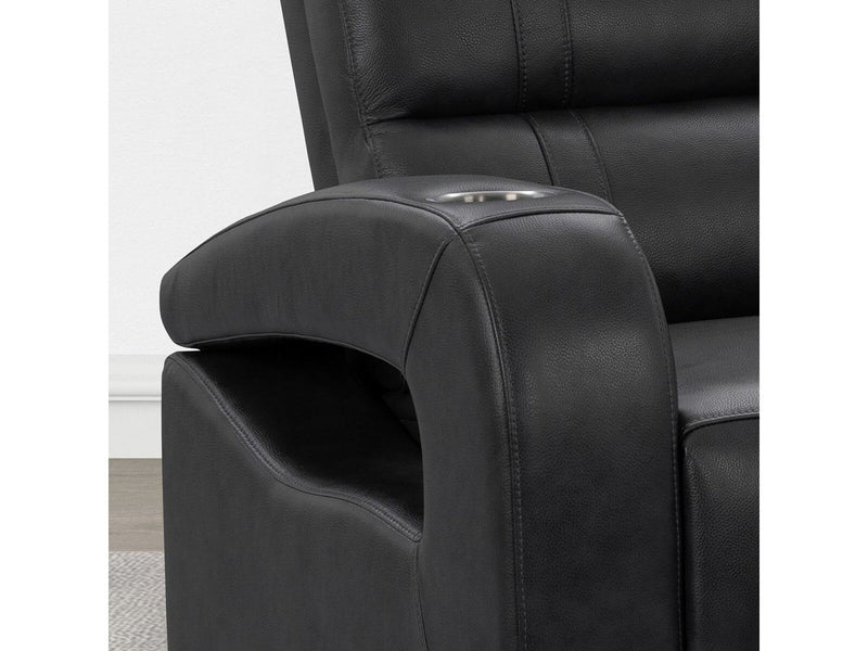 Ennis Leather Power Recliner-Black Default Title