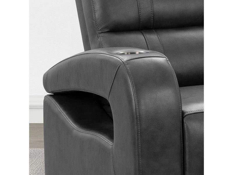 Ennis Leather Power Recliner-Grey Default Title