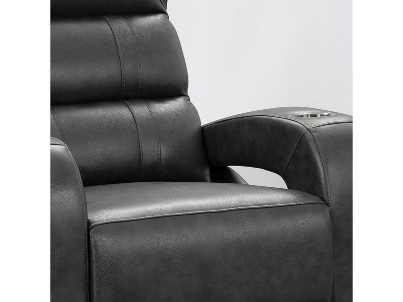Ennis Leather Power Recliner-Grey Default Title