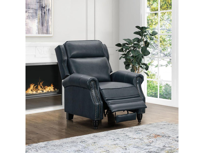 Pollenzo Leather Pushback Recliner, Blue Default Title