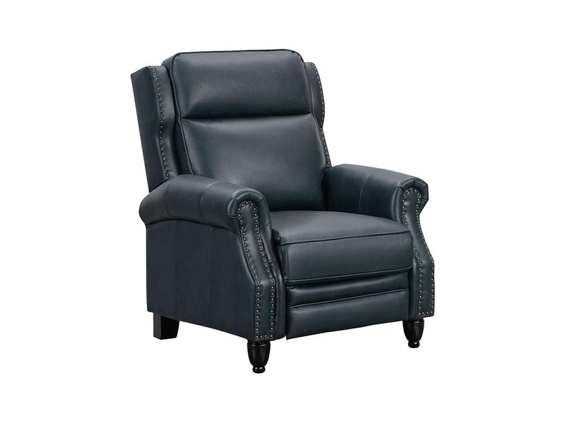 Pollenzo Leather Pushback Recliner, Blue Default Title