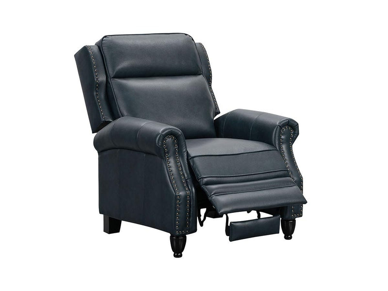 Pollenzo Leather Pushback Recliner, Blue Default Title