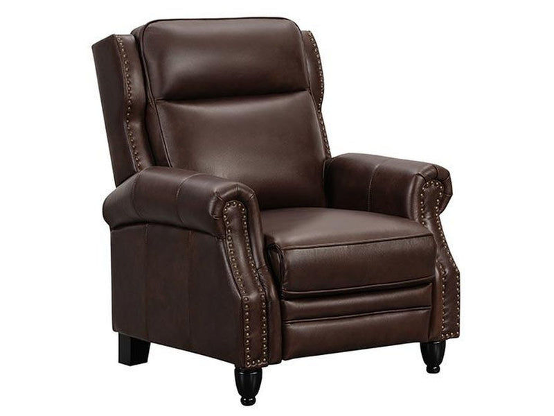 Pollenzo Leather Pushback Recliner, Brown Default Title