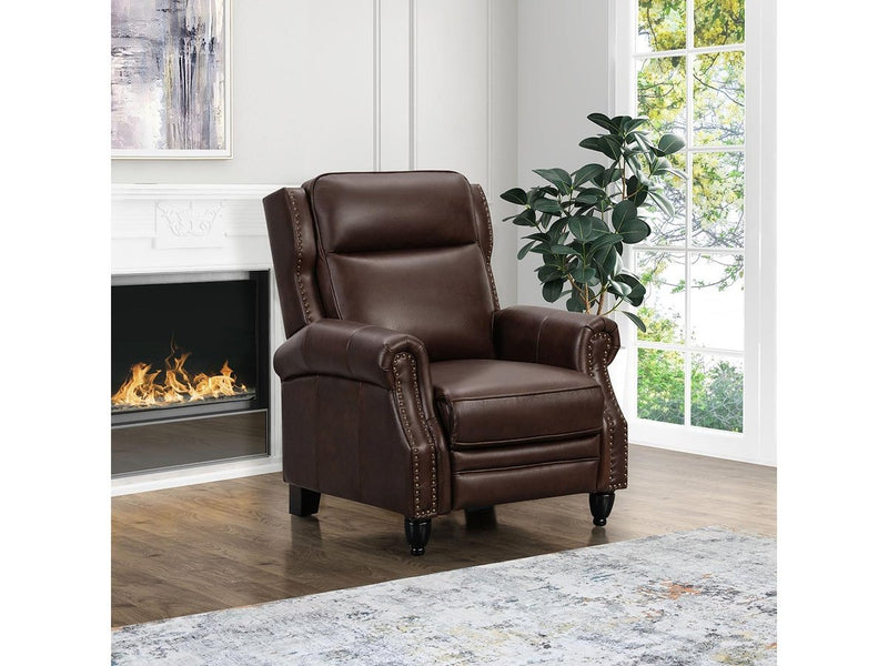 Pollenzo Leather Pushback Recliner, Brown Default Title