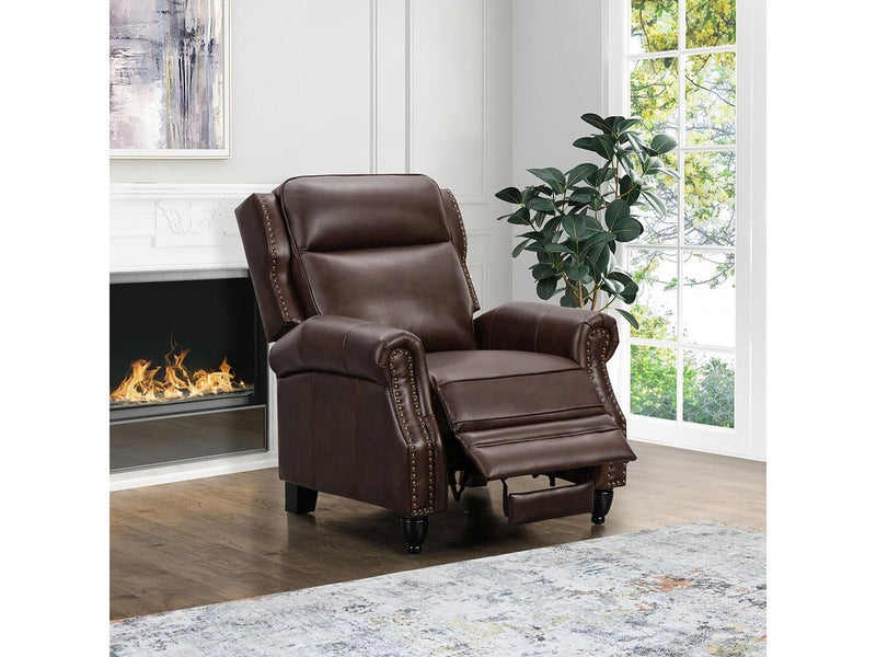 Pollenzo Leather Pushback Recliner, Brown Default Title