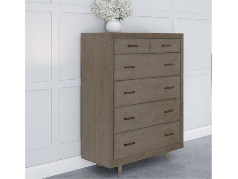 Retro Wood 6-pc Mid Century Upholstered Bedroom Set