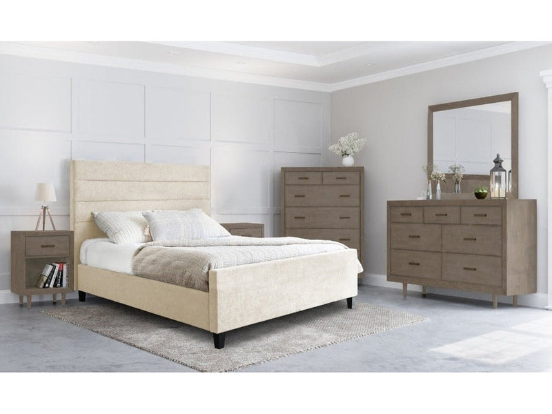 Retro Wood 6-pc Mid Century Upholstered Bedroom Set