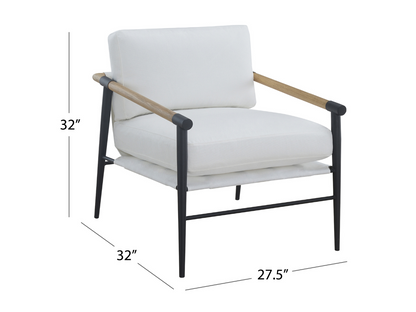 Parker Stain-Resistant Fabric Armchair - Ivory
