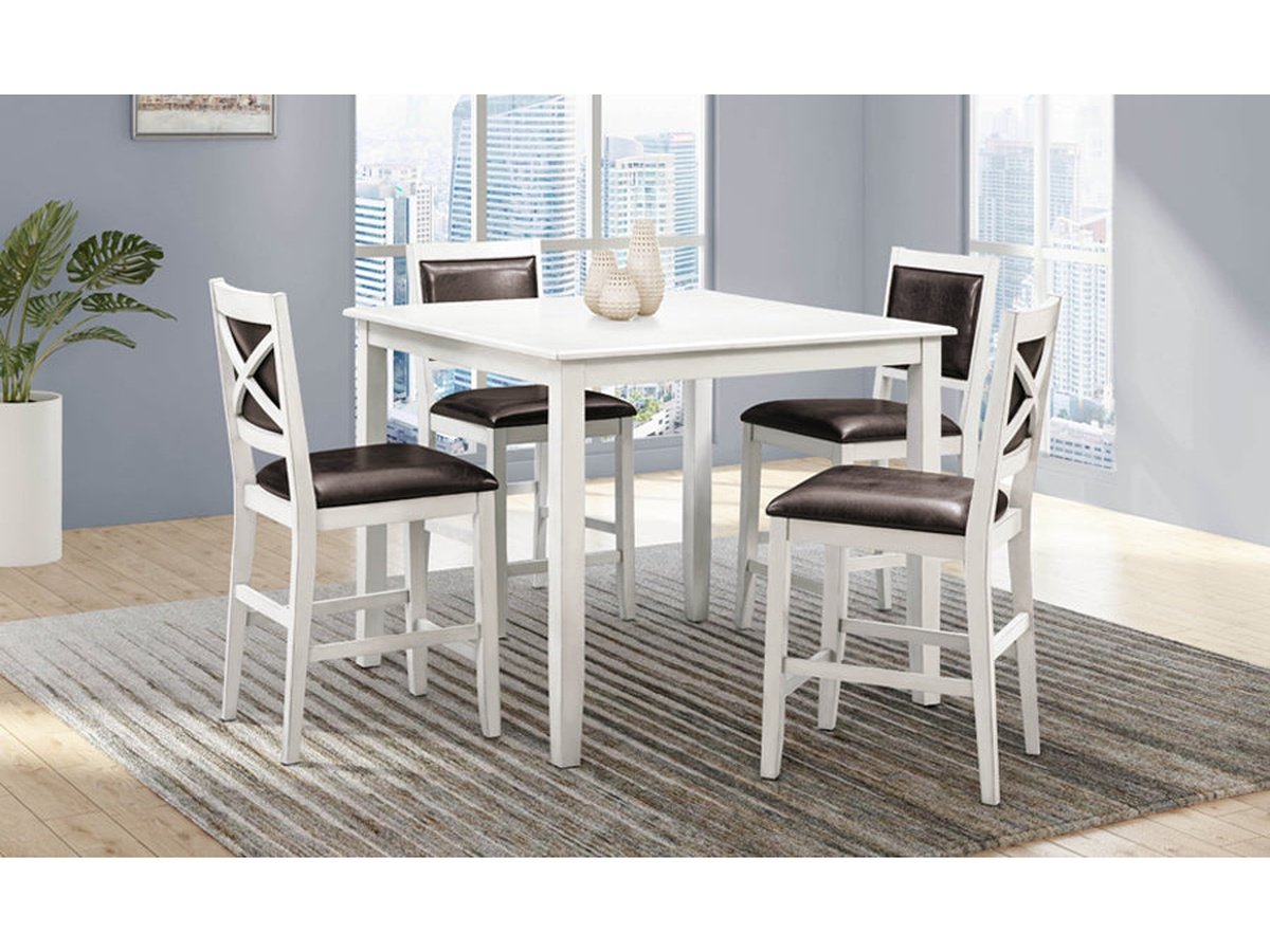 Walker 5-pc Wood Counter Height Dining Set - White