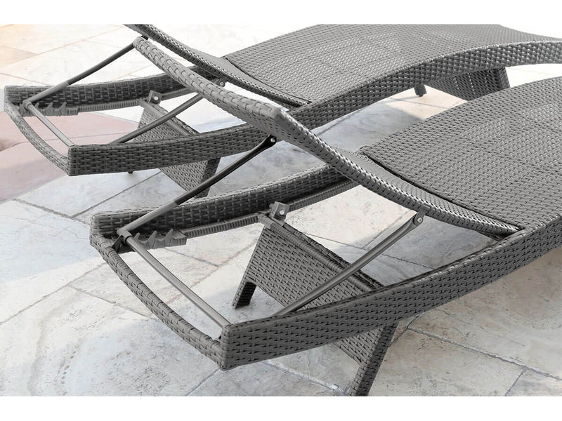 2PCS Lounges Chaise Set mit Integrierte Sonnenblende, faltbare