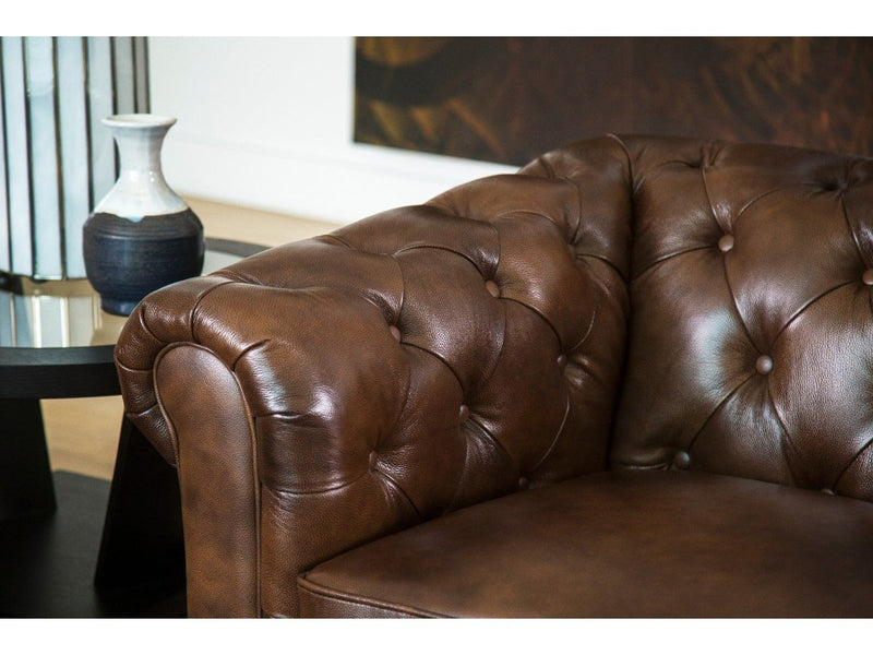 Tuscan Tufted Leather Sofa