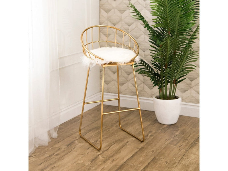 Jeneva Gold And Faux Fur Bar Stool