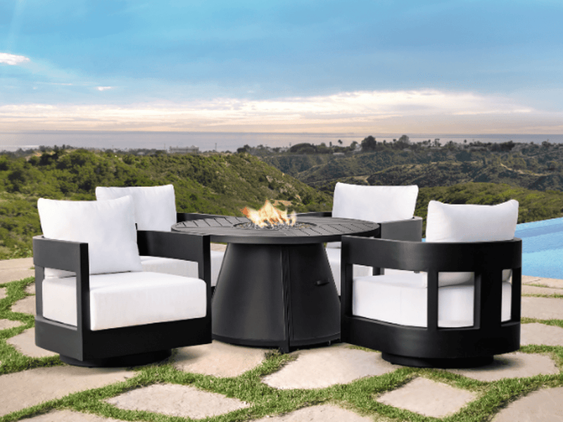 Santino Outdoor Fire Chat Set with Swivel Armchairs
