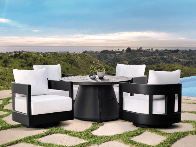 Santino Outdoor Fire Chat Set with Swivel Armchairs