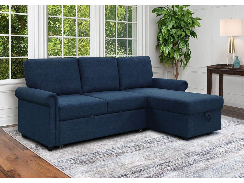 Hamilton Storage Sofa Bed Reversible Sectional, Navy Blue 